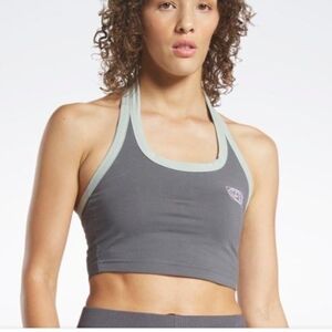 Reebok Gray and Light Green Good Vibes Halter Tank Top. NWT.